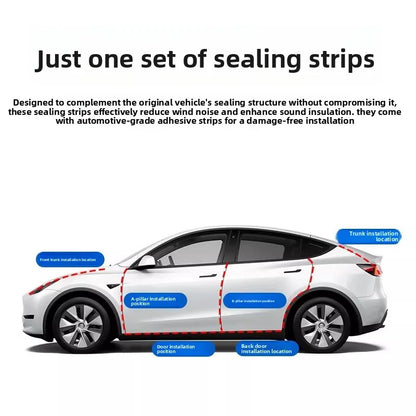EVKITT Weather Stripping Door Seal Kit Noise Reduction Soundproof Strips for Tesla Model Y (Premium Weatherproof EPDM Rubber, Full Car Complete Set)