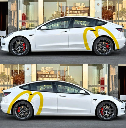 EVKITT McDonald's Golden Arches Inspired Decal for Tesla Model 3 Y S X  Waterproof  Sticker (Bright Yellow, 2PCS)