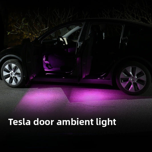 Evkitt for Tesla model 3 model y model s model x 2021+welcome light (advanced fire-proof PC and high-output LED matrix, super bright 4 pieces)