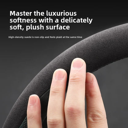 EVKITT Winter Warm Steering Wheel Cover for Tesla Model Y Juniper & Model 3 Highland Premium Plush Anti-Slip Protector (Black)