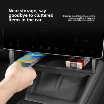 EVKITT Under-Screen Storage Box Center Console Lower Organizer Tray for Tesla Model 3  Model Y 2021-2023