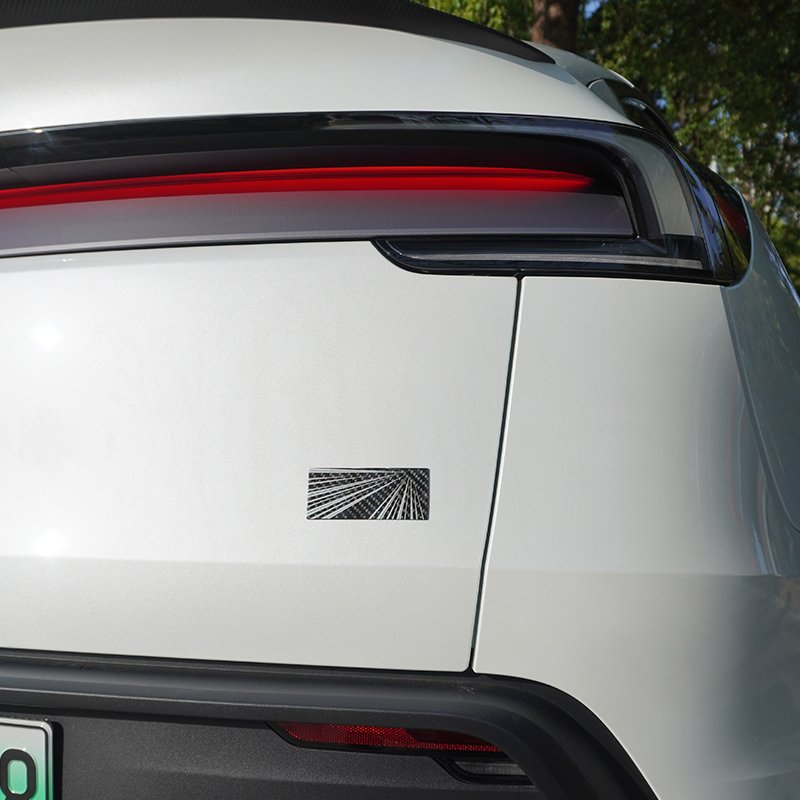 EVKITT Debut Commemorative Tailgate Emblem Badge for Tesla Model Y Juniper (Real Dry Carbon Fiber, Rear Trunk 1-Piece)