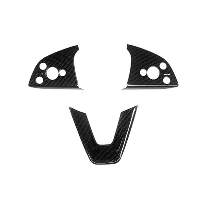 EVKITT Steering Wheel Trim Cover Hub Accent Overlay for Tesla Model Y Juniper Model 3 Highland (Premium Real Dry Carbon Fiber, Lightweight 1-Pack)