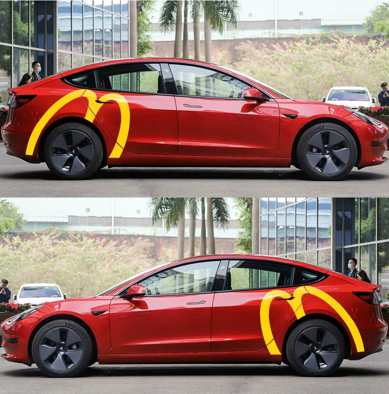 EVKITT McDonald's Golden Arches Inspired Decal for Tesla Model 3 Y S X  Waterproof  Sticker (Bright Yellow, 2PCS)