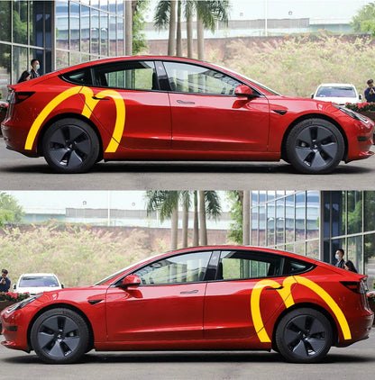 EVKITT McDonald's Golden Arches Inspired Decal for Tesla Model 3 Y S X  Waterproof  Sticker (Bright Yellow, 2PCS)