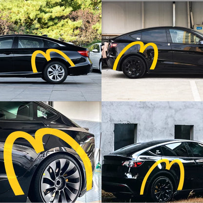 EVKITT McDonald's Golden Arches Inspired Decal for Tesla Model 3 Y S X  Waterproof  Sticker (Bright Yellow, 2PCS)