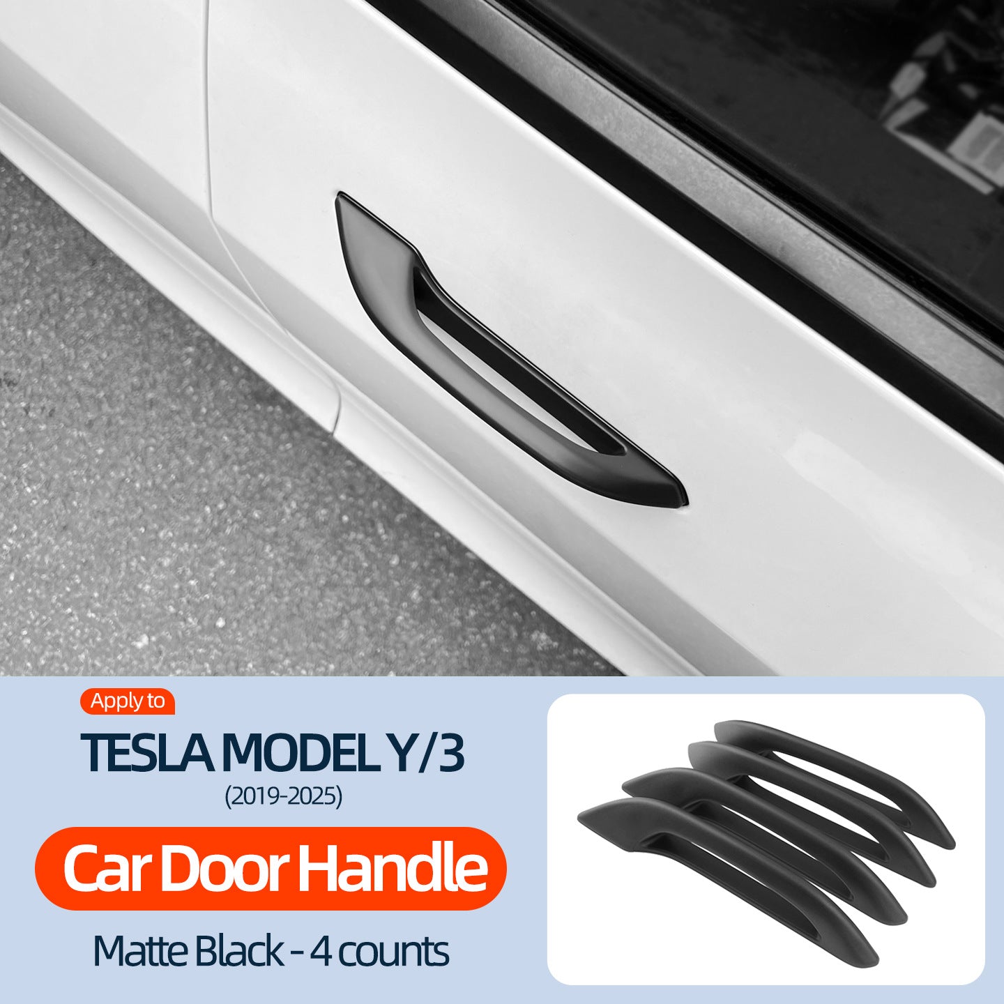 EVKITT Exterior Door Handle Assist Puller Anti-Freeze Cold-Weather Opener for Tesla Model 3 Model Y 2021-2026 (Premium Weatherproof Sub-Zero High-Impact Polymer, 4-Pack Complete Door Set)