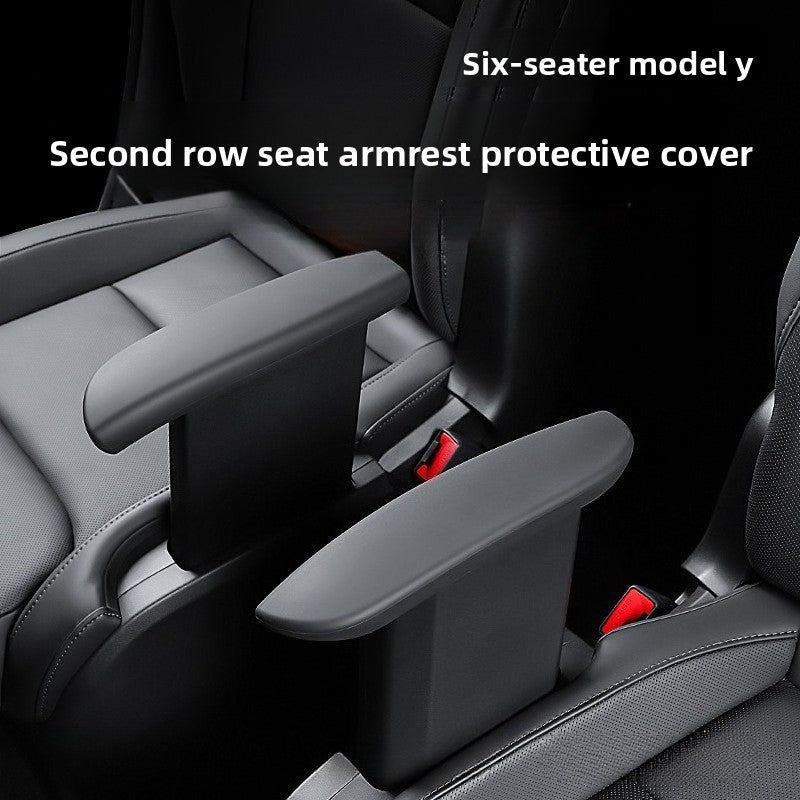 EVKITT Waterproof Silicone Rear Armrest Cover for Tesla Model Y 6-Seater (Premium Anti-Scratch Seat Protector, Tactical Black 2PCS)