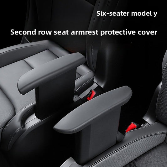 EVKITT Waterproof Silicone Rear Armrest Cover for Tesla Model Y 6-Seater (Premium Anti-Scratch Seat Protector, Tactical Black 2PCS)