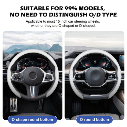 EVKITT 5D Nappa Leather Steering Wheel Cover for Tesla Model 3 & Model Y 2017-2026+ (Premium Anti-Slip Sweatproof Shield, Tactical Black)