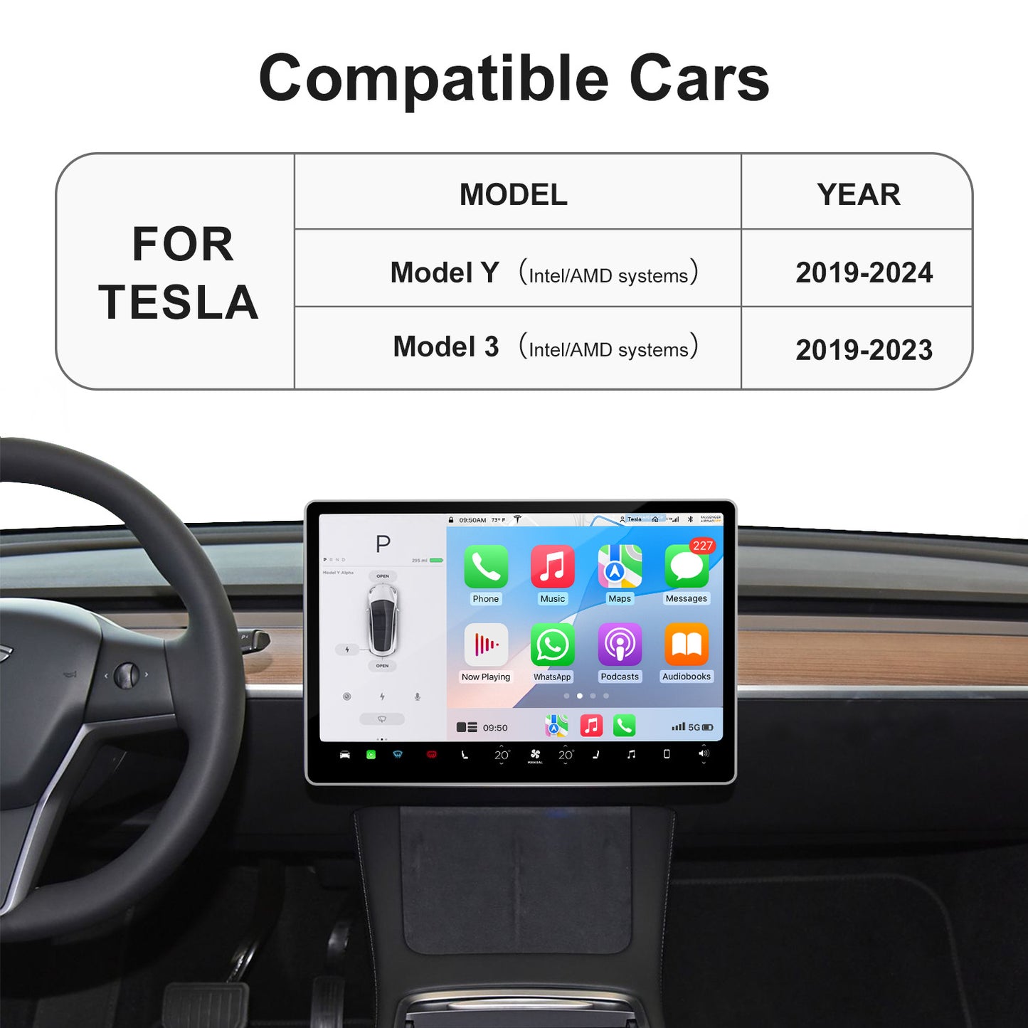 EVKITT Wireless CarPlay Android Auto Adapter Smart Infotainment Interconnect Box for Tesla Model 3 Model Y 2019-2024