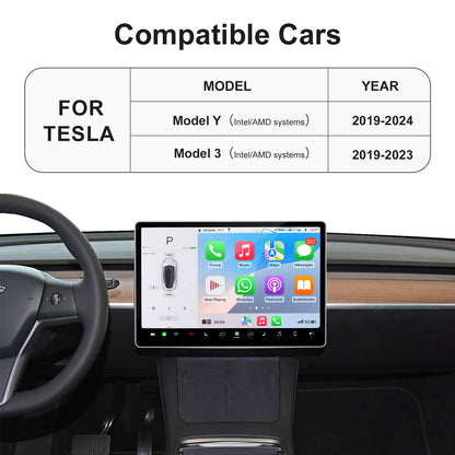 EVKITT Wireless CarPlay Android Auto Adapter Smart Infotainment Interconnect Box for Tesla Model 3 Model Y 2019-2024