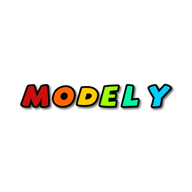 EVKITT 3D Cartoon Letter Emblem for Tesla Model 3 & Model Y Trunk (Premium Weatherproof Polymer, Colorful Car Tail Badge)