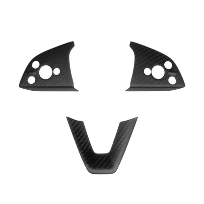 EVKITT Steering Wheel Trim Cover Hub Accent Overlay for Tesla Model Y Juniper Model 3 Highland (Premium Real Dry Carbon Fiber, Lightweight 1-Pack)