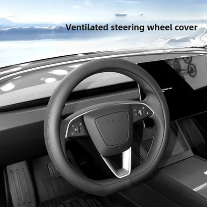 EVKITT YL Custom-Fit Steering Wheel Cover Performance Leather Grip Cover for Tesla Model Y Juniper Model 3 Highland