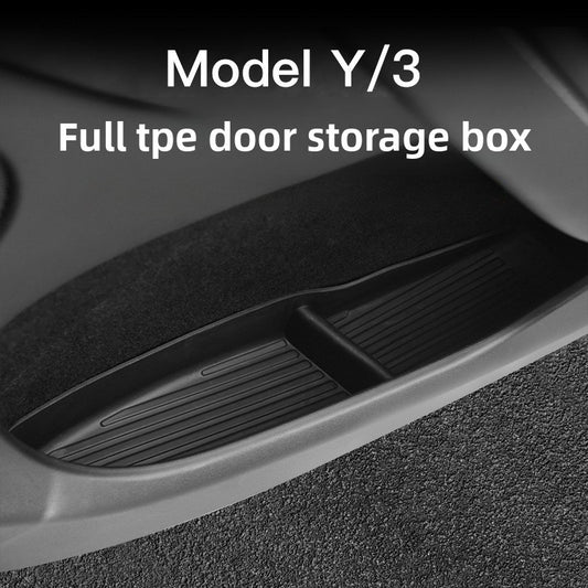 EVKITT Door Handle Storage Organizer Trays Armrest Pocket Bins for Tesla Model Y Model 3 (Premium Shockproof Silicone, Waterproof Front & Rear 4-Piece Set)