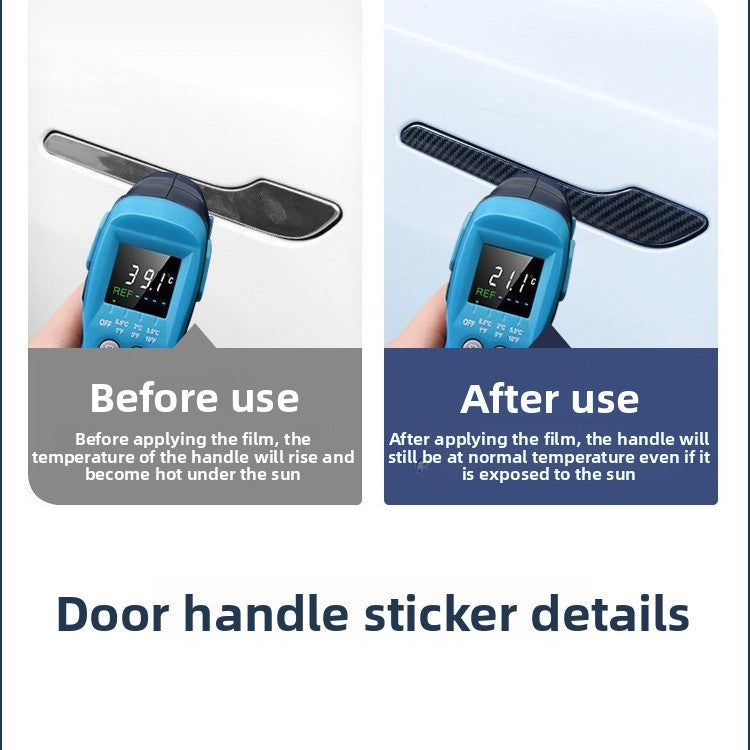 EVKITT Exterior Door Handle Wrap Cover Stickers Anti-Scratch Protector Film for Tesla Model Y Model 3 (Premium 3D Real-Texture Carbon Fiber, Full Set 4-Pack)