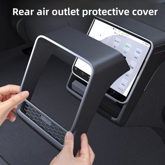 EVKITT Rear Screen Frame Protector Cover Rear Display Edge Bumper Shield for Tesla Model Y Juniper Model 3 Highland (Premium Anti-Scratch Flexible Polymer & High-Impact ABS Matrix, Matte Black 1PCS)