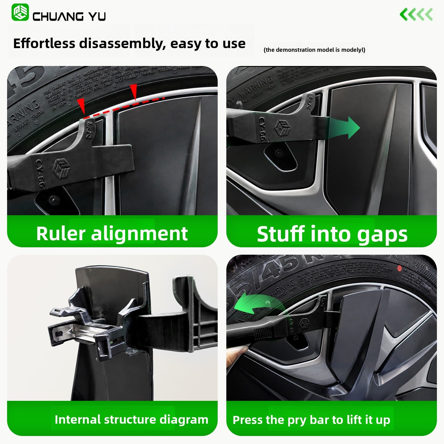 EVKITT Hubcap Removal Tool Pry Bar Wheel Cover Repair Puller for Tesla Model 3 Model Y Model S Model X