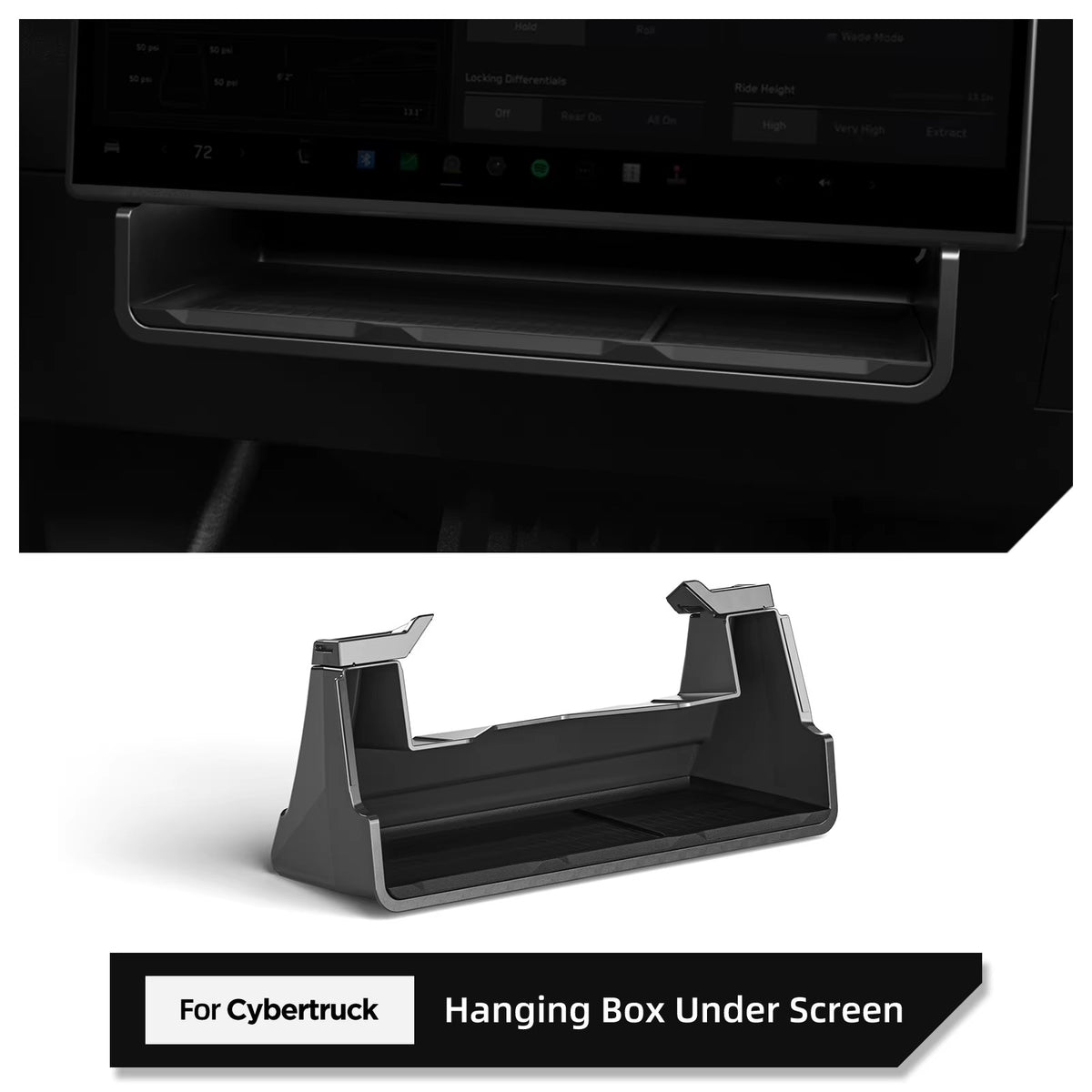 EVKITT Hidden Storage Box Organizer for Tesla Cybertruck 2024+Under Screen Center Console Storage Tray