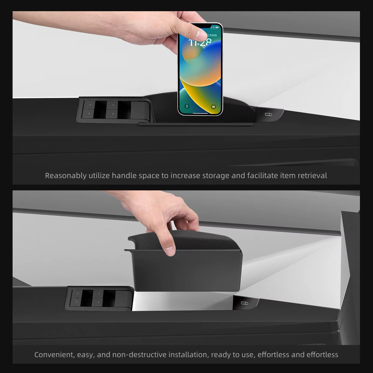 EVKITT Door Handle Storage Box Organizer for Tesla Cybertruck 2024–2025 (Not 2026) – Front & Rear Door Storage Trays ABS