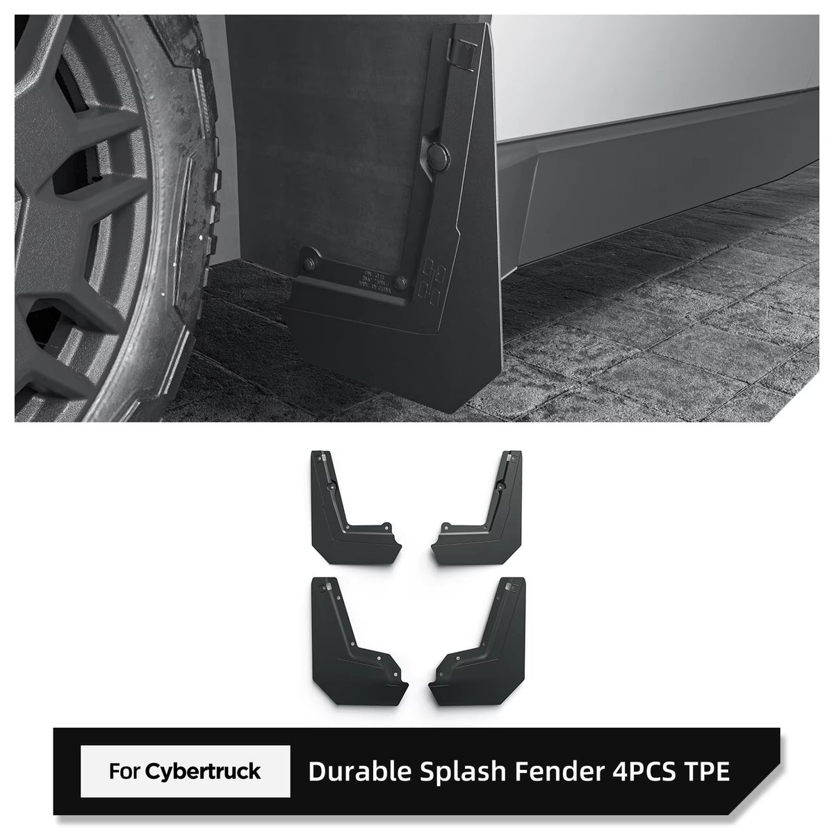 EVKITT Mud Flaps Splash Guards for Tesla Cybertruck 2024+ – Front & Rear Wheel Fender Protection Kit 4PCS