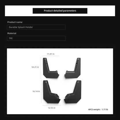 EVKITT Mud Flaps Splash Guards for Tesla Cybertruck 2024+ – Front & Rear Wheel Fender Protection Kit 4PCS