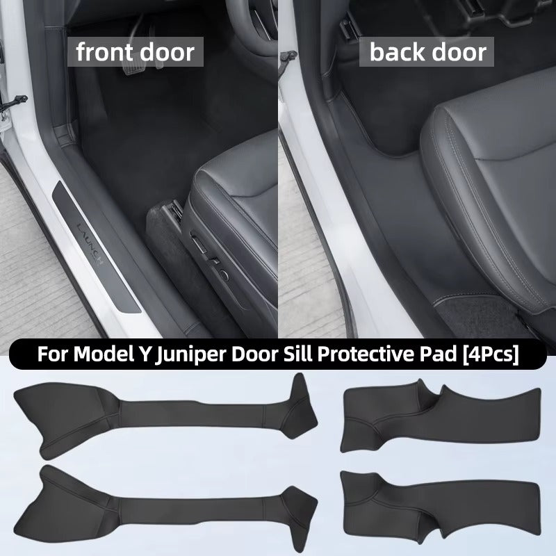 EVKITT Suede Door Sill Protection Pads for Tesla Model Y Juniper 2025+ – Front & Rear Door Sill Anti-Scratch Guards