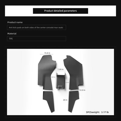 EVKITT Center Console Side Kick Protection Pads for Tesla Model Y Juniper 2025+ – TPE Anti-Kick Scratch & Dirt Guards LHD