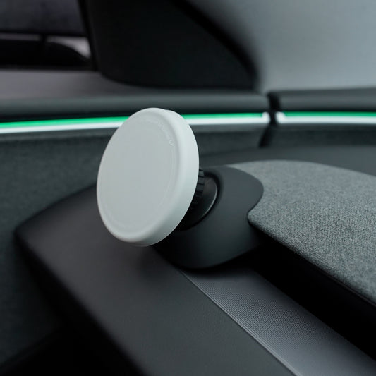 EVKITT Hidden Cockpit Console Phone Bracket for Tesla Model Y Juniper & Model 3 Highland Anti-Slip Metal Base (Liquid Silicone Wrapped, Grey LHD/RHD 1-Pack)