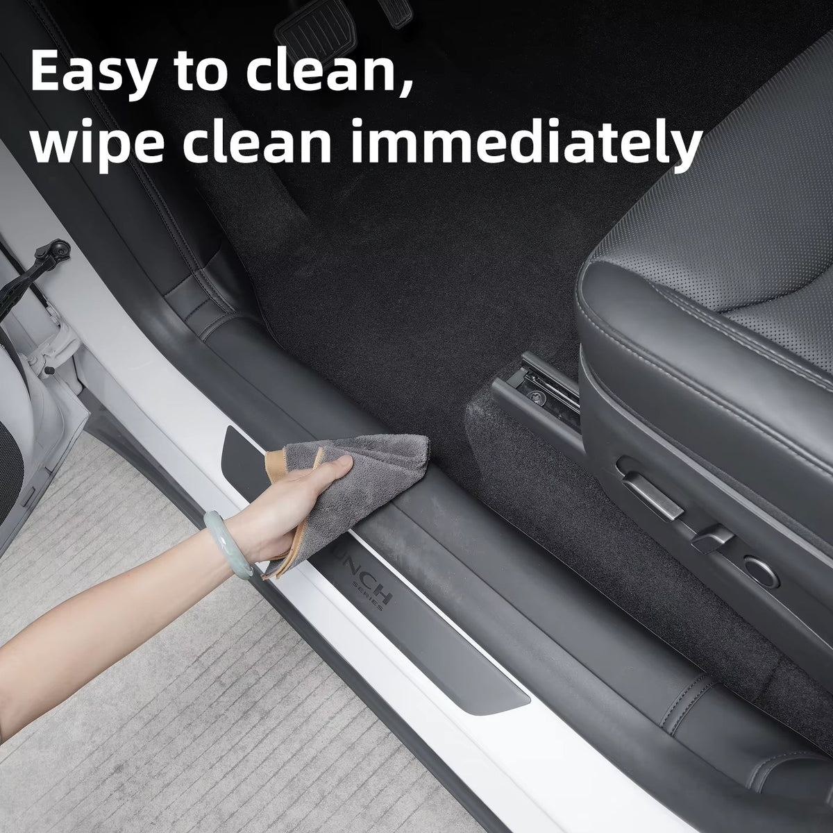 EVKITT Suede Door Sill Protection Pads for Tesla Model Y Juniper 2025+ – Front & Rear Door Sill Anti-Scratch Guards