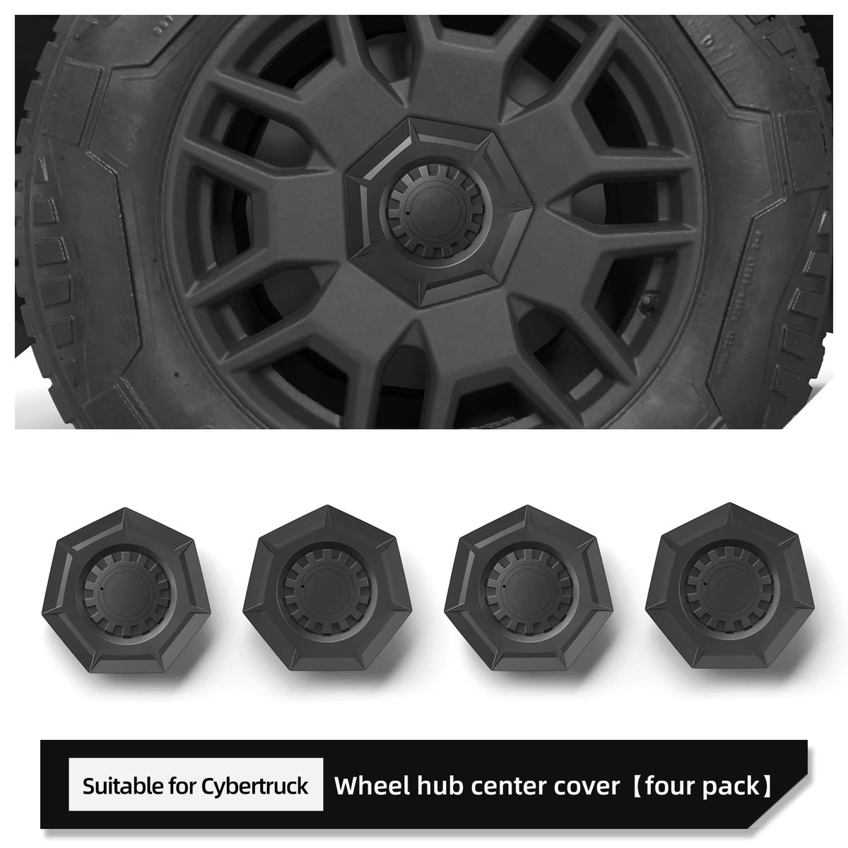 EVKITT Wheel Hub Center Caps for Tesla Cybertruck 2024+ – ABS Wheel Center Cover Decoration Kit 4PCS