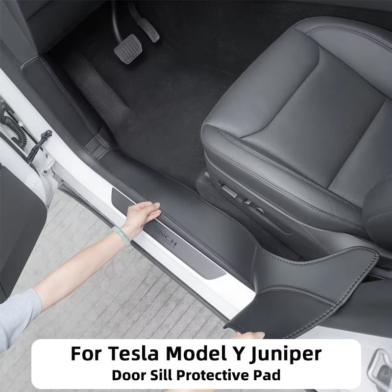 EVKITT Suede Door Sill Protection Pads for Tesla Model Y Juniper 2025+ – Front & Rear Door Sill Anti-Scratch Guards