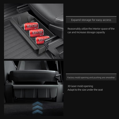EVKITT Under Seat Storage Box Organizer for Tesla Cybertruck 2024+ – Front Seat Pull-Out Drawer Storage Tray