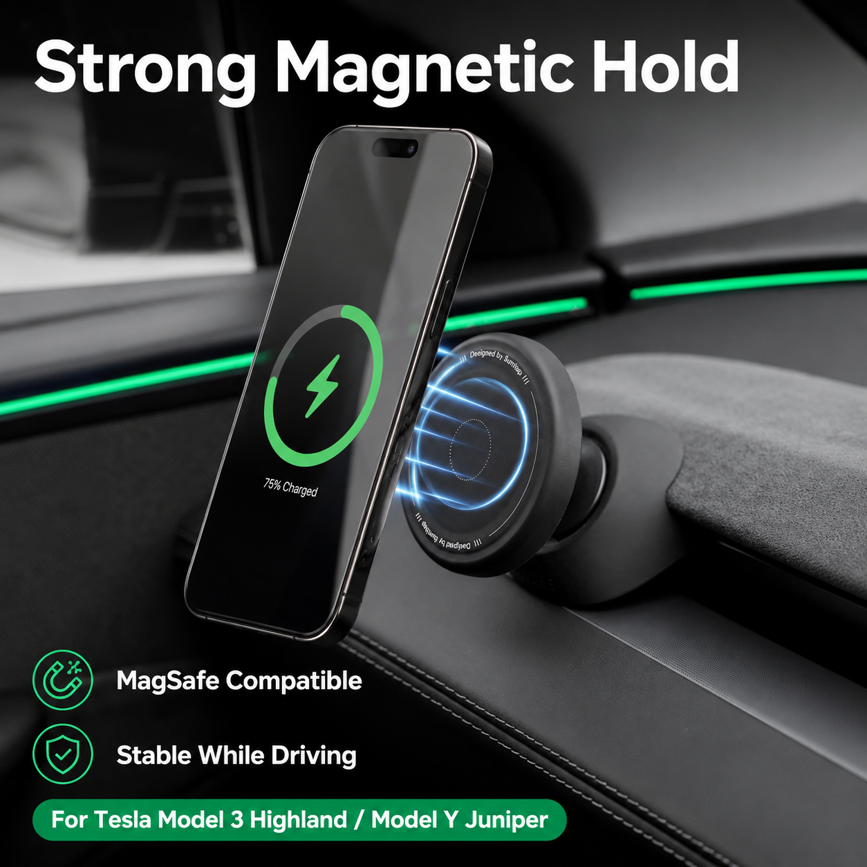 EVKITT Magnetic Phone Holder for Tesla Model Y Juniper & Model 3 Highland Dashboard Air Vent Mount