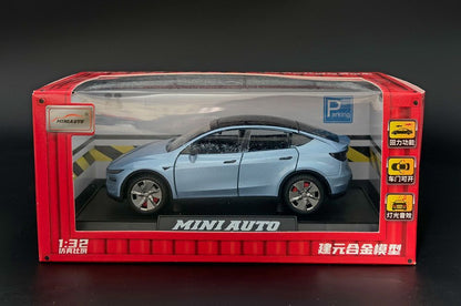 EVKITT Diecast Metal Toy Car Model Collectible Miniature Vehicle for Tesla Model Y Juniper (Premium Diecast Zinc Alloy & High-Impact Polymer, 1:32 Scale Sound & Light 1PCS)