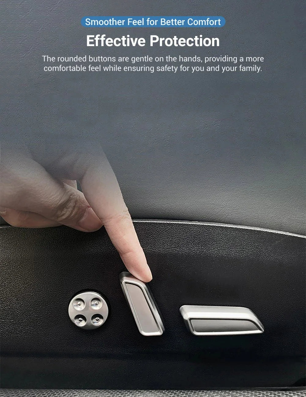 EVKITT for Tesla Model 3 Model Y 2021-2023 Seat Adjustment Button Cover  Interior Trim Protector Matte Finish Seat Control Accessories