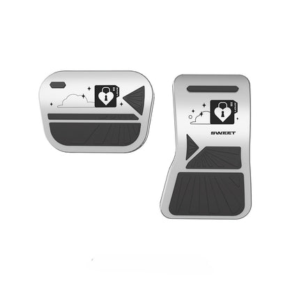EVKITT Aluminum Pedal Covers for Tesla Model Y Juniper  2025 2026 Anti-Slip Accelerator Brake Pads (Metal Silver, 2-Pack)
