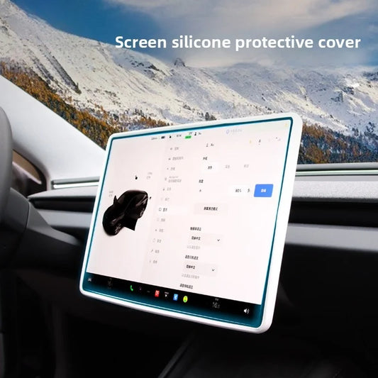 EVKITT Silicone Navigation Screen Protector Frame for Tesla Model Y Juniper & Model 3 Highland (Premium Flexible Silicone)