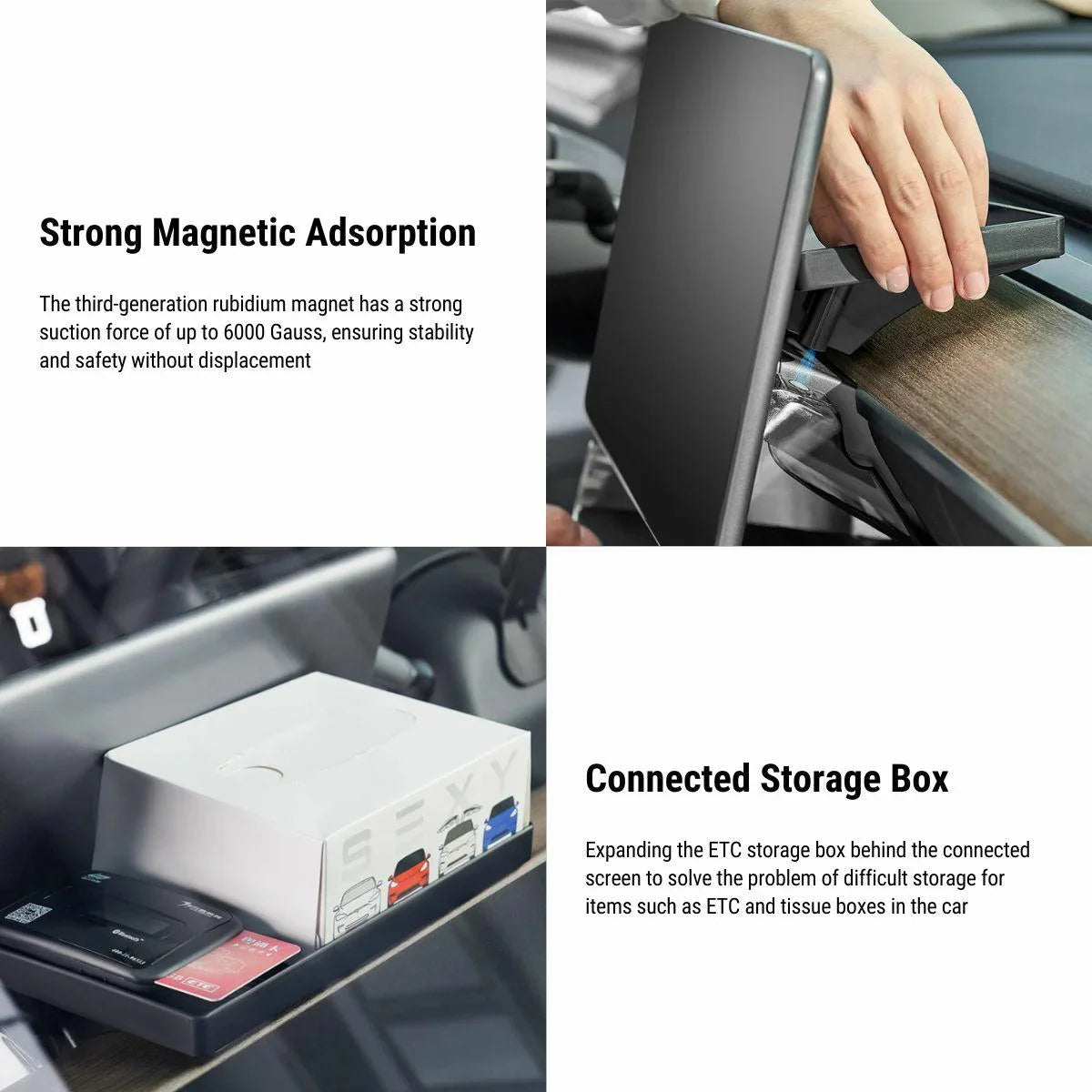 EVKITT Center Console Organizer Under Screen Storage Tray for Tesla Model Y Model 3 2021-2023 (Premium Odorless Silicone, Dash Dashboard Behind Shunt 1-Pack)