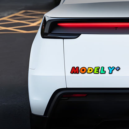 EVKITT 3D Cartoon Letter Emblem for Tesla Model 3 & Model Y Trunk (Premium Weatherproof Polymer, Colorful Car Tail Badge)