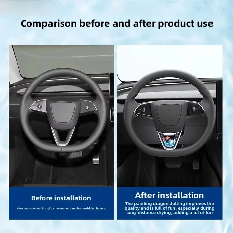 EVKITT for Tesla Model 3 Highland Model Y juniper Car Steering Wheel Dynamic Sequins Advanced Feel