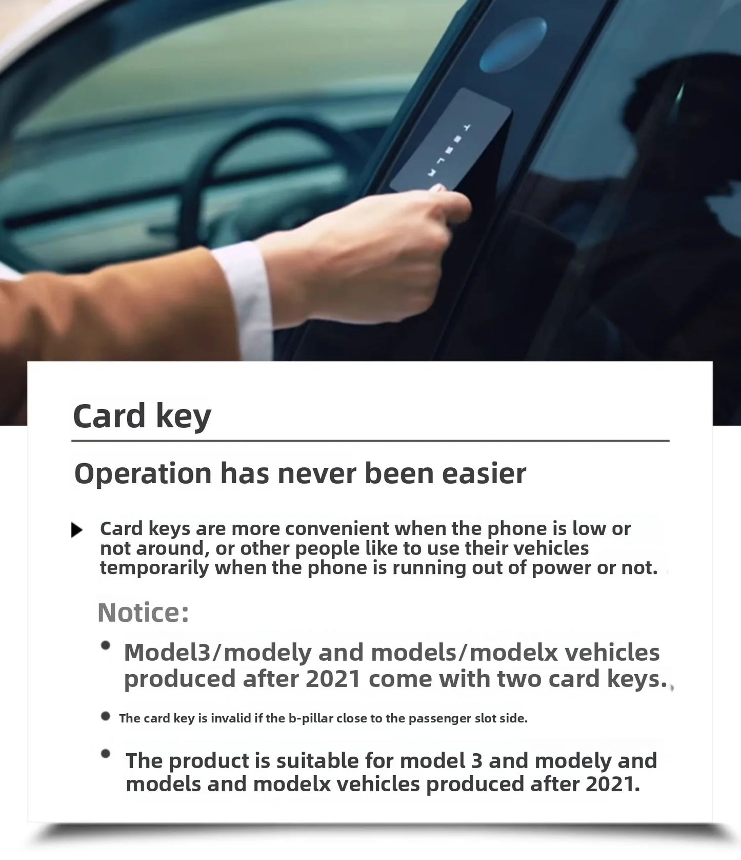 EVKITT for Tesla Model 3 Model Y Key Card Set Portable NFC Smart Access Card Durable PVC Official Style Entry Accessory 2-Pack