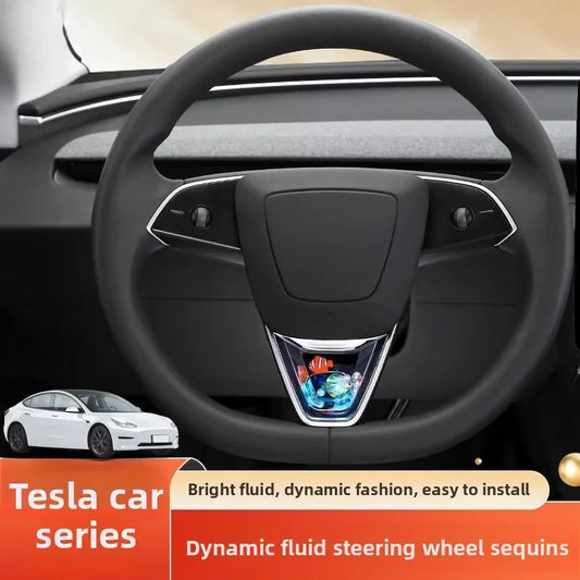 EVKITT for Tesla Model 3 Highland Model Y juniper Car Steering Wheel Dynamic Sequins Advanced Feel