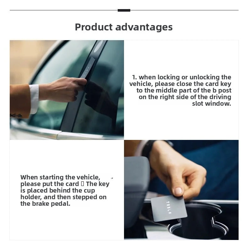 EVKITT for Tesla Model 3 Model Y Key Card Set Portable NFC Smart Access Card Durable PVC Official Style Entry Accessory 2-Pack