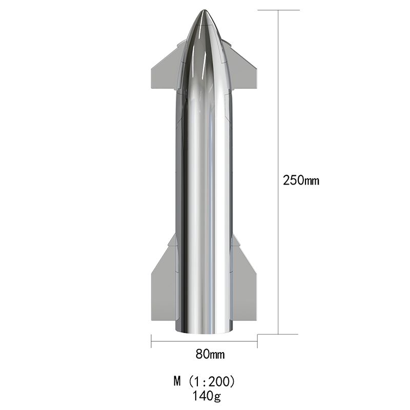 EVKITT 1:200 Electroplated Metal Starship Model for SpaceX Collectors (Premium Mirror Alloy, Rocket Display Accessory)