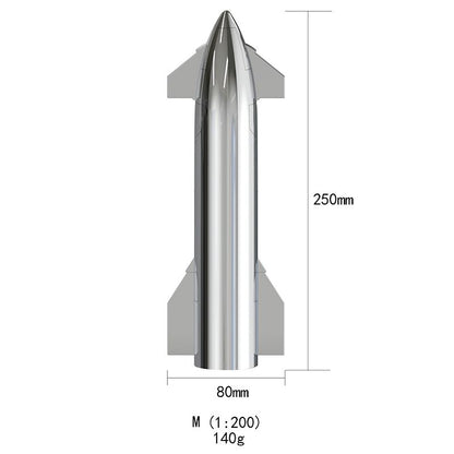 EVKITT 1:200 Electroplated Metal Starship Model for SpaceX Collectors (Premium Mirror Alloy, Rocket Display Accessory)