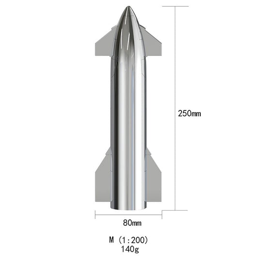 EVKITT 1:200 Electroplated Metal Starship Model for SpaceX Collectors (Premium Mirror Alloy, Rocket Display Accessory)