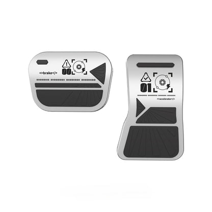 EVKITT Aluminum Pedal Covers for Tesla Model Y Juniper  2025 2026 Anti-Slip Accelerator Brake Pads (Metal Silver, 2-Pack)