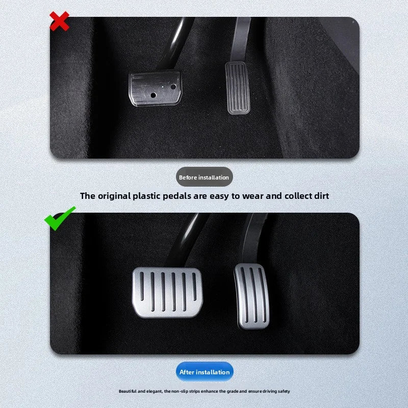 EVKITT Aluminum Accelerator Brake Pedal Covers for Tesla Model Y Juniper & Model 3 Highland (Anti-Slip, 2-Pack)
